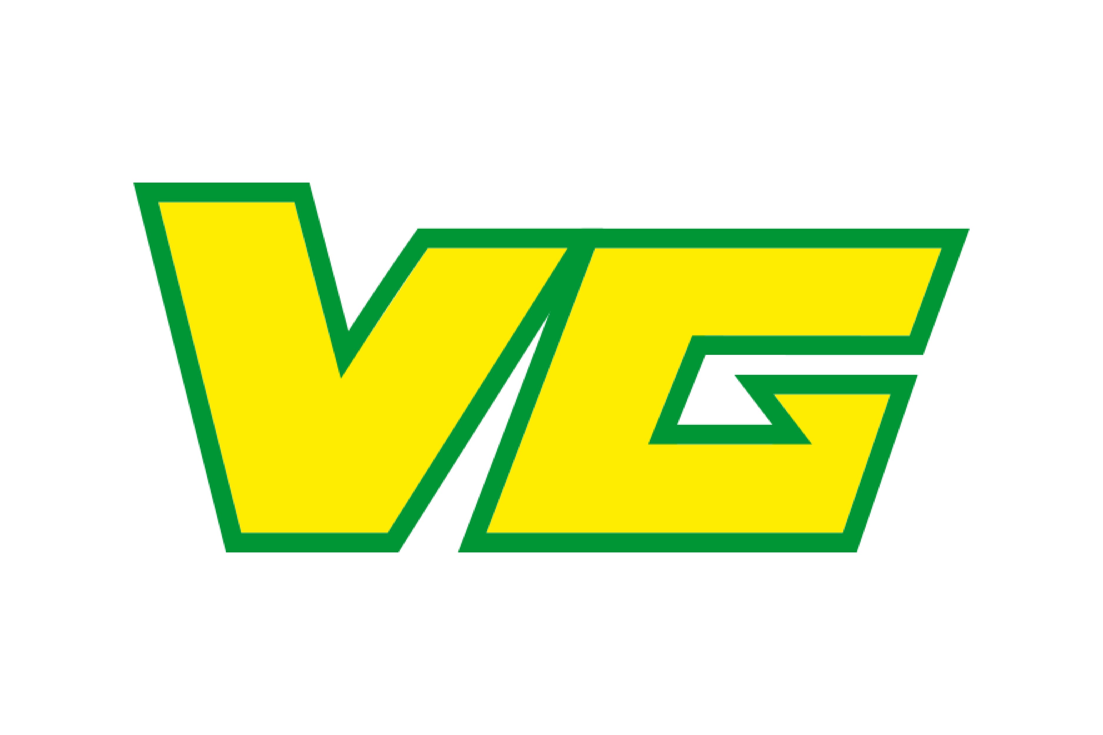 Logo der Vieherzeuger-Gemeinschaft eG mit gelben Buchstaben „VG“, grün umrandet, stilisiert und dynamisch dargestellt